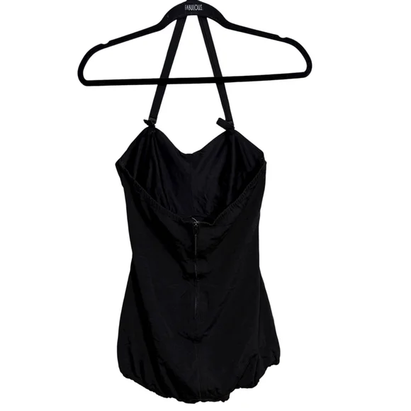 Vintage 1950s Phan-Tan Black One Piece Swimsuit Size 36 One Pieces